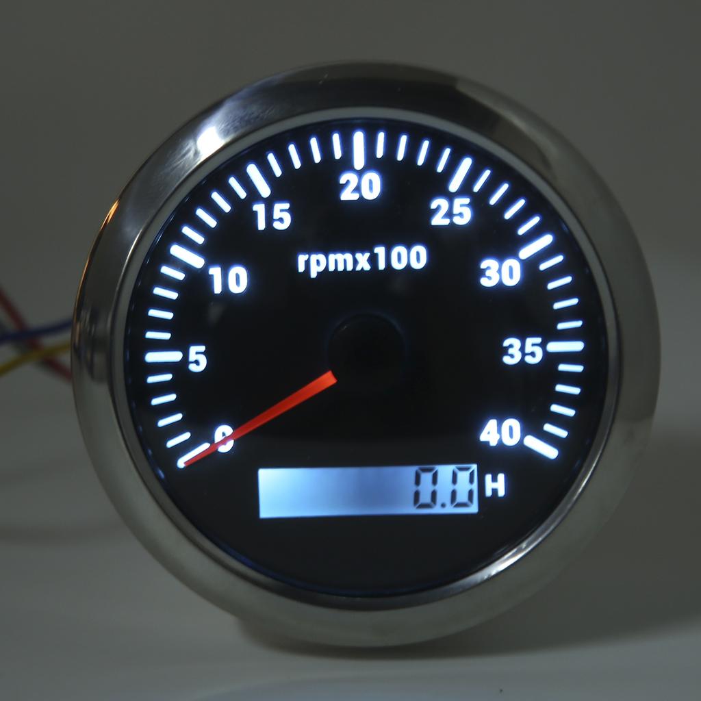 85mm Tachometer Gauge 4000RPM IP67 Waterproof with 7 Color Backlight for Car Boat RV Yacht