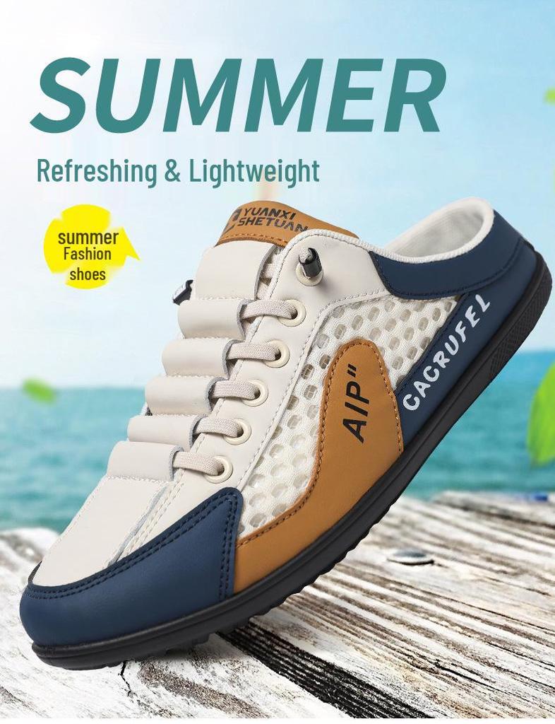 Men's Summer Indoor/Outdoor Cross-border Oversized Lightweight Closed-toe Soft Sole Slippers