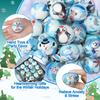 Liliful 60 Pcs Bulk Winter Stress Ball Snowman Penguin Stress Toys 12 Patterns Cute Sensory Stress Relief Toys Winter Holiday Party Favors Bag Filler
