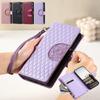 Bling Lanyard Leather Wallet Case for Samsung Galaxy S24 Ultra S23 FE S22 Plus S21 A15 A25 A35 A55 Zipper Cards Solt Bag Cover
