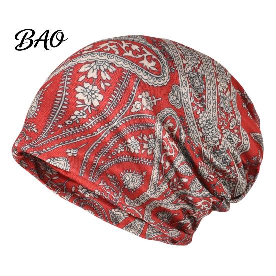 Comfortable Skin Friendly Fabric Cap Women's Geometry Print Slouchy Hat, Casual Soft Stretch Skull Stylish Decorative Head Accessory Cap, Warm Cancer