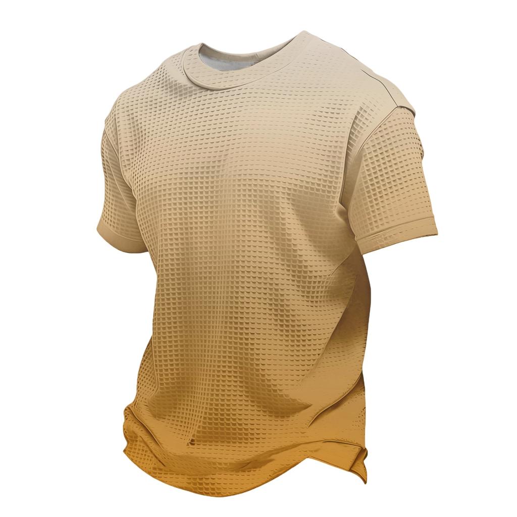 Men's Knit Short Sleeve Shirt, Summer Color Casual Tee, Comfortable Fashion Top