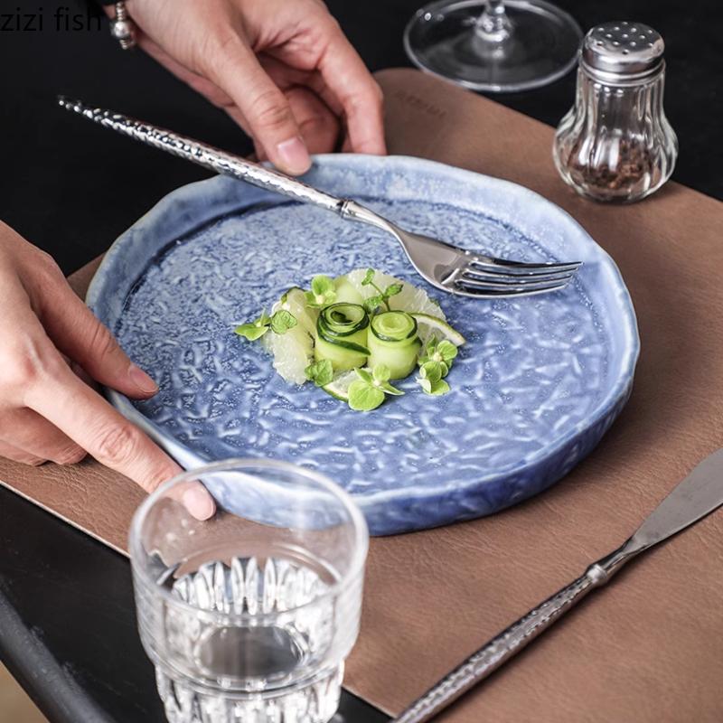 Ceramic Flat Plate Western Style Steak Plate Dining Plates Pasta Dish Sushi Plates Fruit Dish Salad Bowl Dessert Bowl Snack Tray