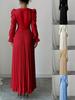 European 2026 Elegant Solid Color Pleated Banquet Dress