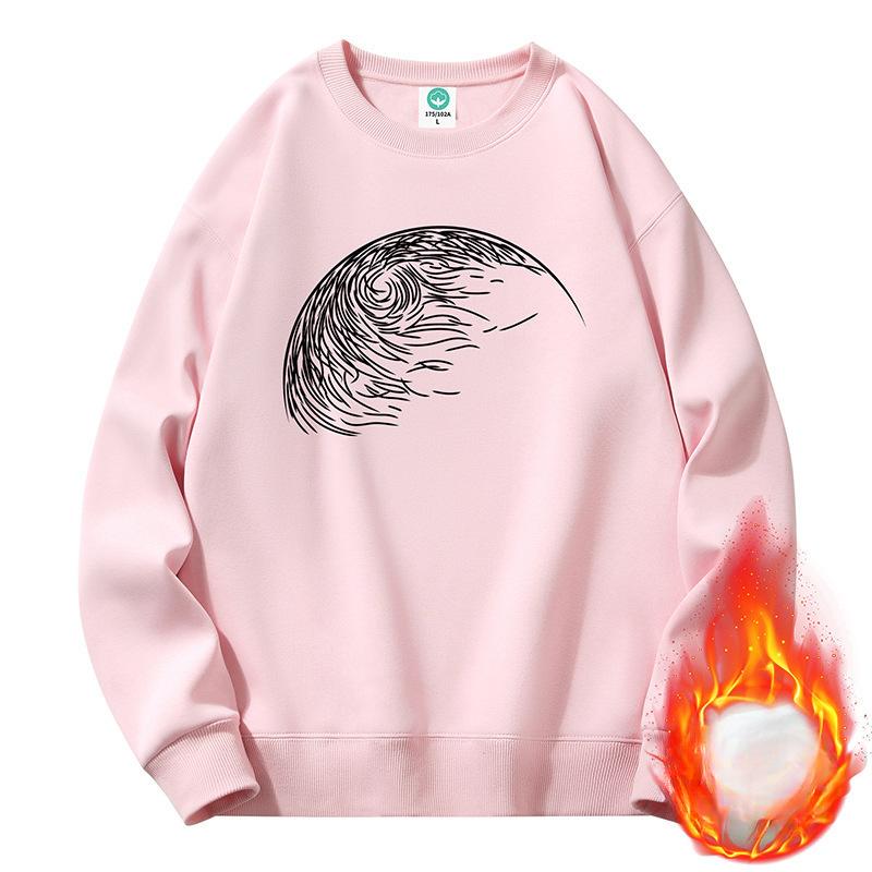 Fleece Thickened Crew Neck Sweater Men's and Women's Tide Loose Pullover New Couple Sweater Men's Spring and Autumn Models