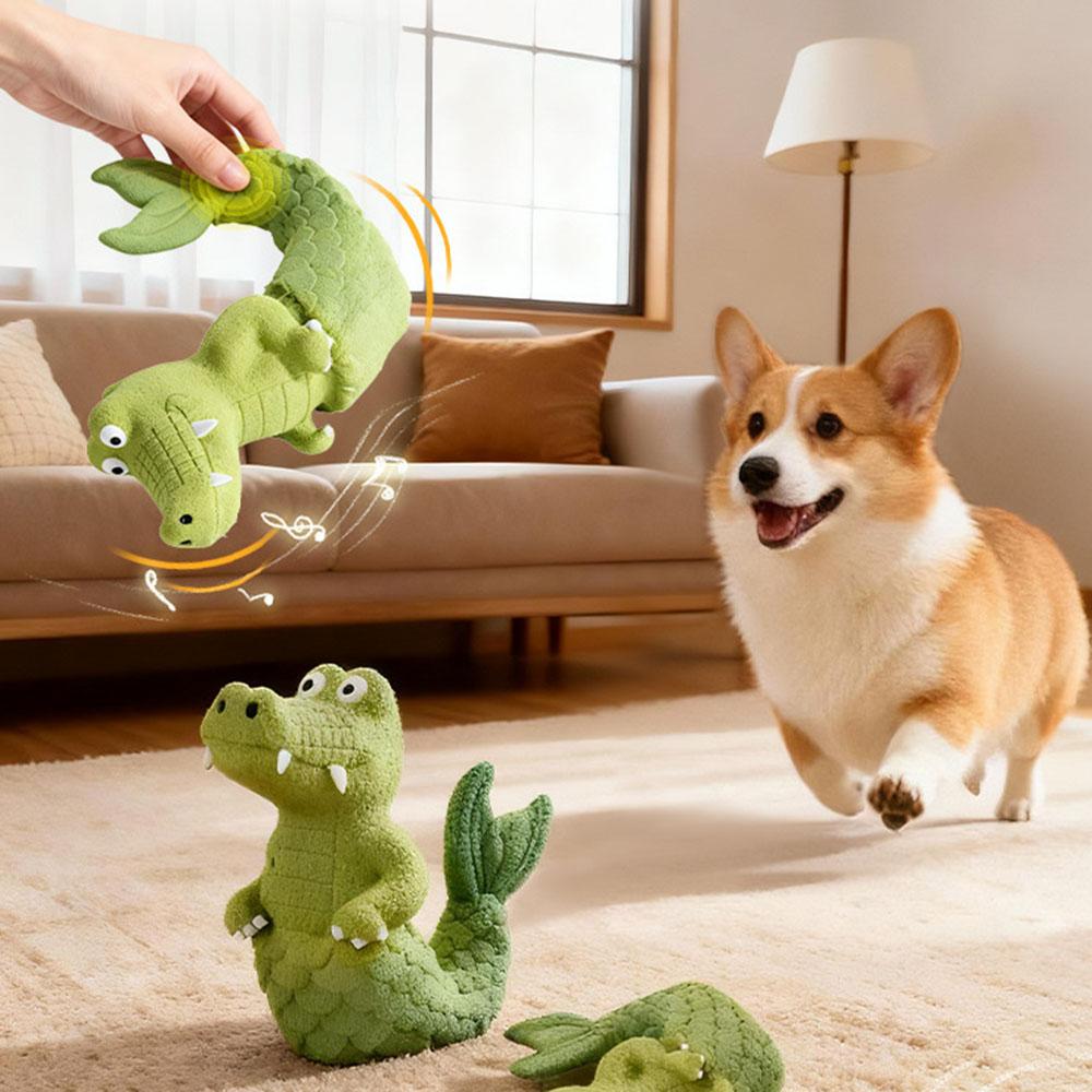 Cartoon Crocodile Pet Latex Toy - Squeaky Bite-Resistant Chew Molar Toy for Puppies Small Medium Dogs,