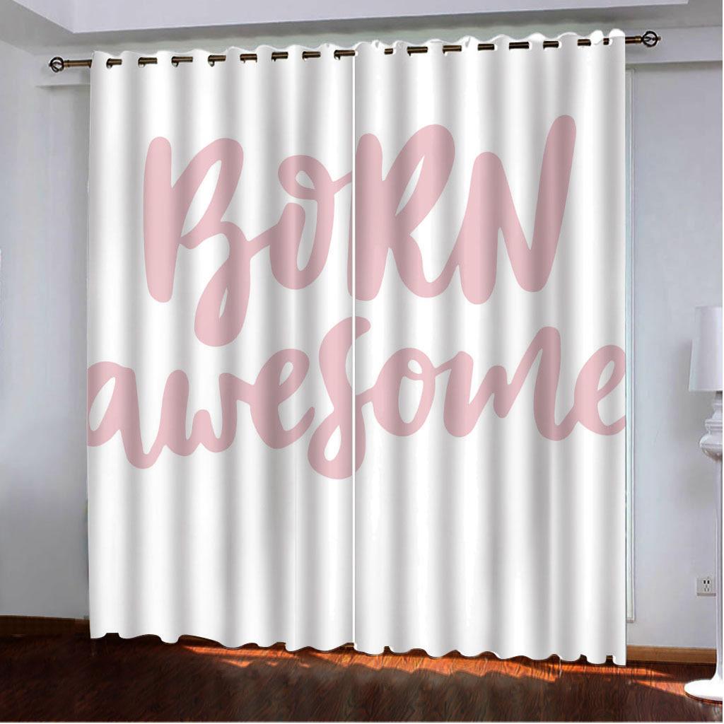 High Density Blackout Curtains Alphabet Series Digital Printing Curtains