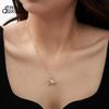 EFFIE QUEEN 925 Sterling Silber Lustiger Meeresschildkröte Anhänger Halskette Zirkonia Kreatives Geschenk für Frauen Schmuck Tier Halskette SN352