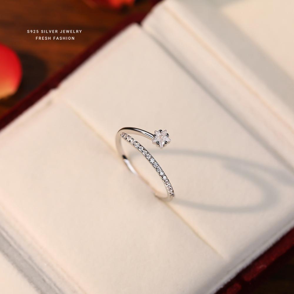 

Women Real 925 Sterling Silver Star CZ Ring Cute Gift for Women Daugther Birthday Jewelry срібний