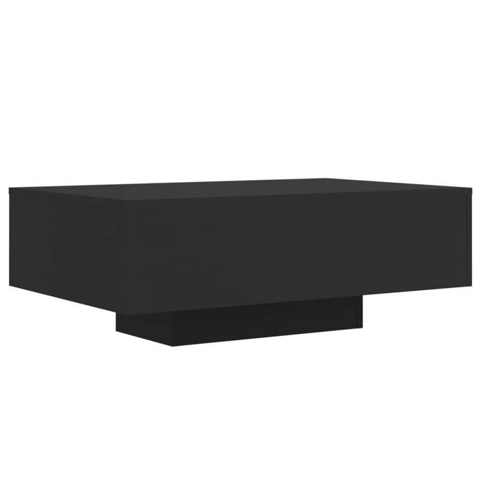VidaXL Coffee Table with LED Lights, Side Table, End Table, Living Room Furniture, Modern, Black Wood 836610
