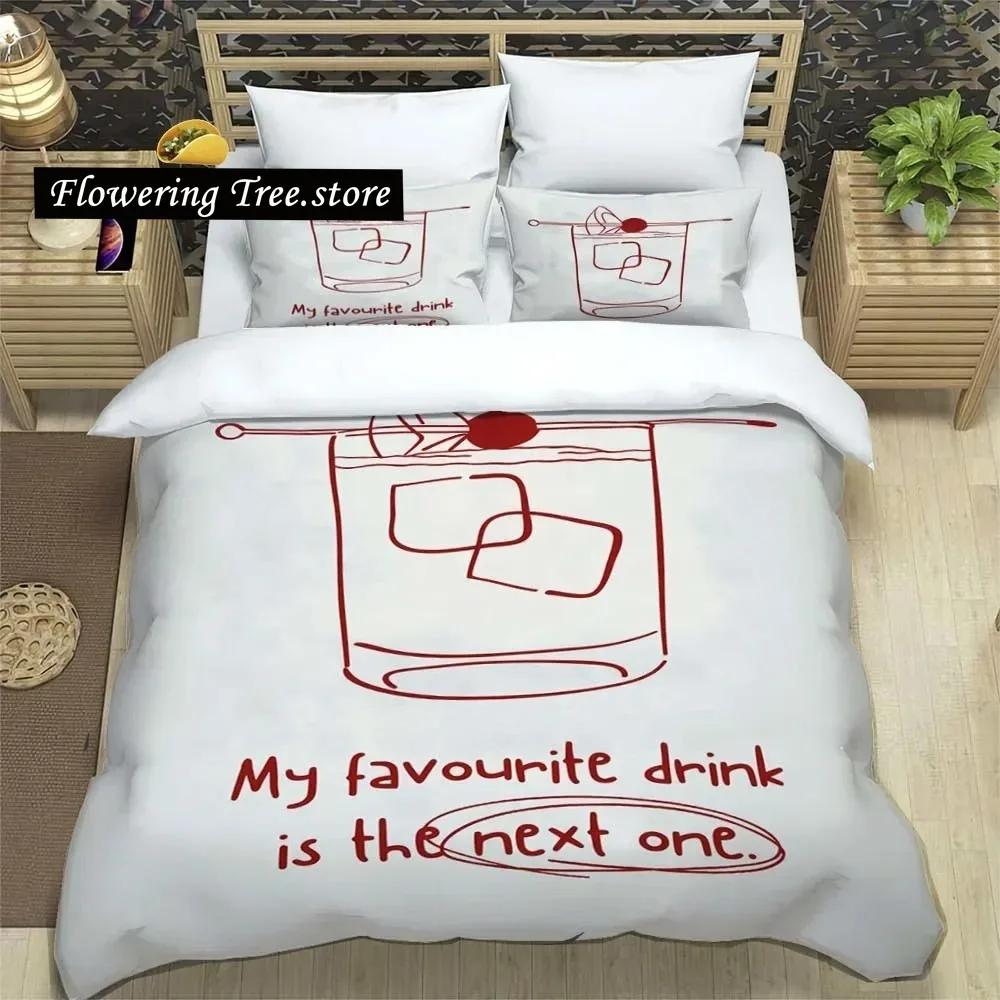 Beautiful Wine Glass Print Sheet Quilt Covers Bedding Dormitory Sheets Three-piece Bedding Set Soft Warm Bedding Set