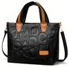 Stylish Letter Embossed Handbag, Color Contrast Crossbody Bag, Women's Top Handle Tote Bag Shoulder Purse