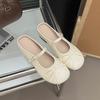 Inner Height Increase Bow Bag Head Half Slippers Women Wear Outside Summer Night Wind Lazy People Pedal Mary Jane Shoes