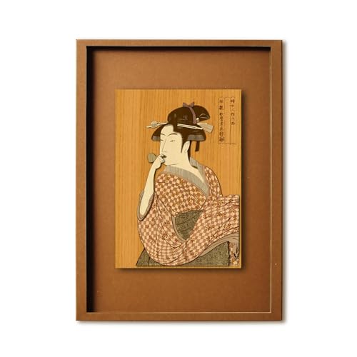 KINOWA  Girl Blowing a Poppen  Woodcut Original Handmade Kit Ukiyo-e Utamaro Made in Japan