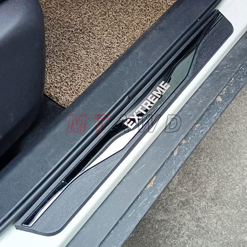 For Dacia Jogger Sandero Stepway Extreme Accessory -  Carbon Stainless Car Door Sill Kick Plate Protector Cover Trim