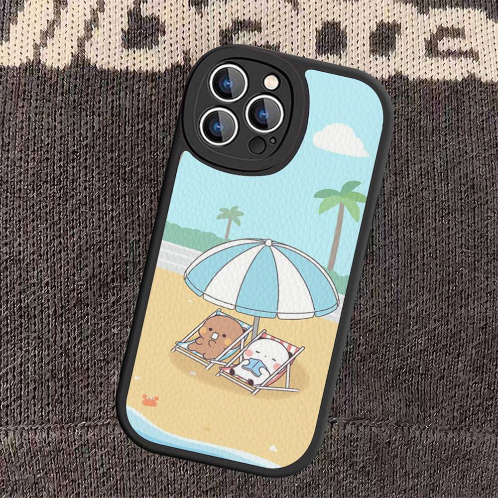 Cute Cartoon Bubu Dudu Phone Case for iPhone 16 15 14 13 Pro Max 11 12 Plus Leather Silicone Cover