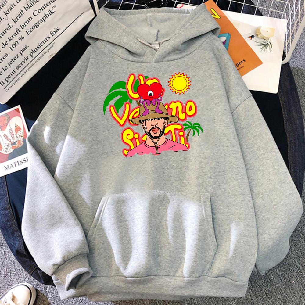 

Autumn Fleece Loose Pullover Harajuku Unisex Streetwear Un Verano Sin Ti Bad Bunny Graphic Sweatshirts Hip Hop Casual Male Hoodies