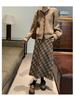 Середньодовга спідниця в клітинку з флісовою підкладкою - Зимова колекція 2025: Універсальна спідниця в стилі молочного чаю