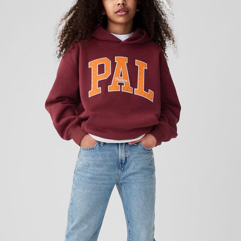 Palace X Gap Collaboration Ss24 Kids Hood Letter Print Loose Long Sleeve Hoodie Kids Hoodies Red 429089-BG