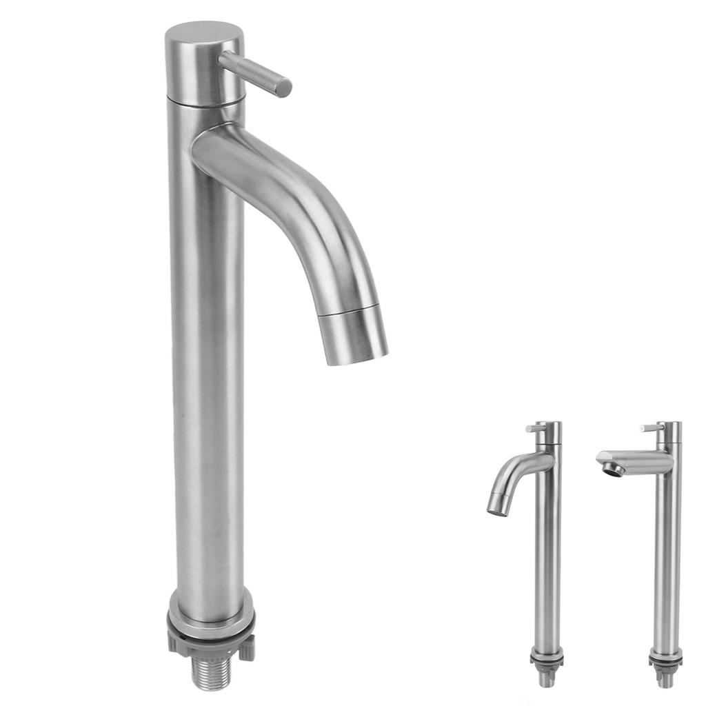 Cold Water Tap Rustproof Cold Water Control Smooth  Brushed Finish Single Hole Bathroom Sink Faucet for Bathroom