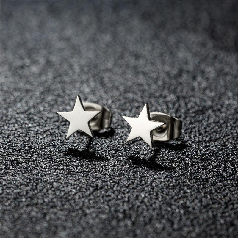 Big Star Earings Punk Stud Earrings Women Minimalist Jewelry Rose Gold Color Stainless Steel Earrings 2024 Piercing Accessories