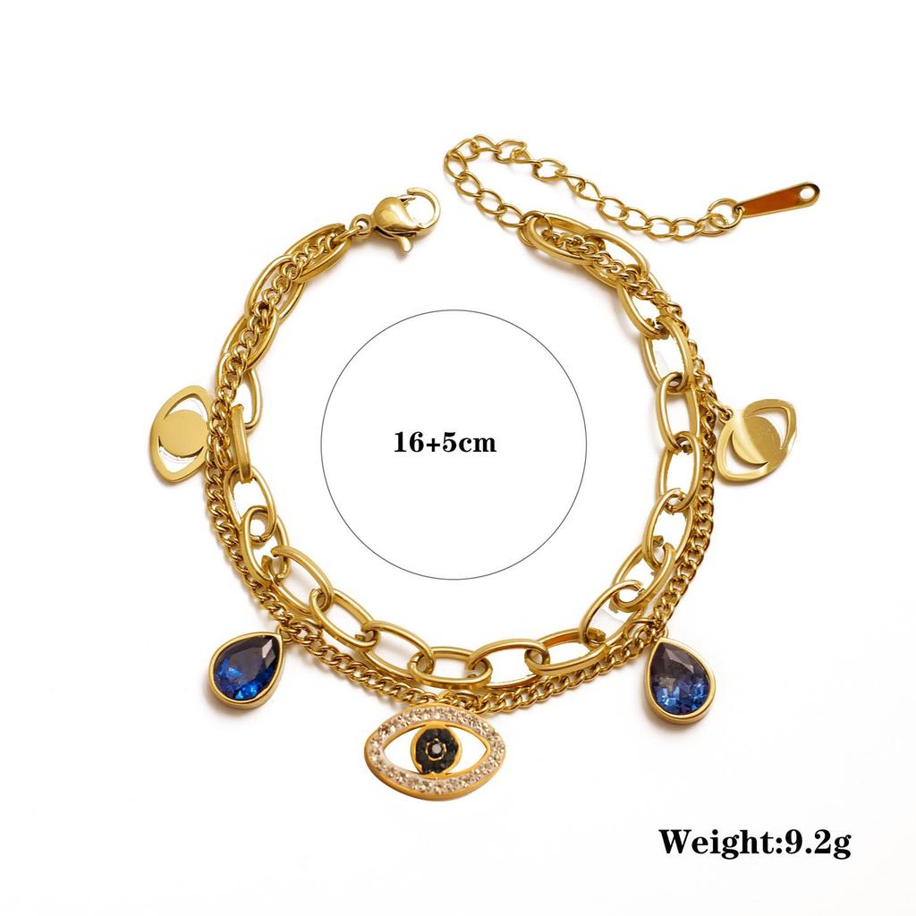 Double-Layer Devil's Eye Bracelet - Titanium Steel, Non-Fading, Japan & Korea Design