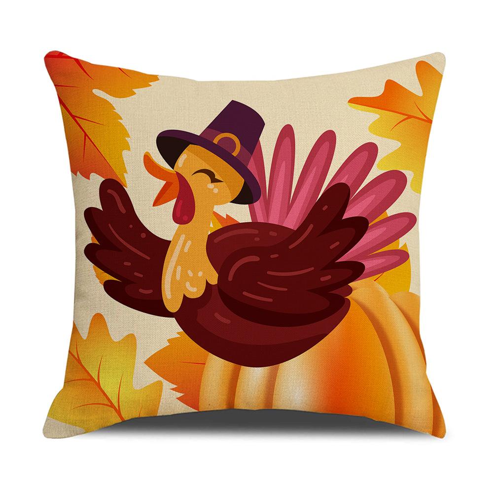 

Yellow Thanksgiving Cushion Home Cartoon Turkey Sofa Cushion Linen Office Cushion Cover Home 45 * 45Cm (excluding pillow core)