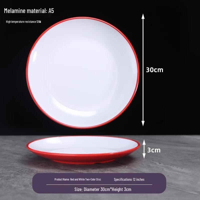 HANDUNYOU Melamine Round Shallow Dinner Plates