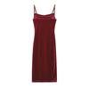 Women's Spring Summer Sexy Velvet Spaghetti Strap Maxi Dress, Slim Fit High Slit Cowl Neck Evening Party Formal Cocktail Gown
