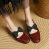 Fashion NEW Spring/Autumn Women Pumps Square Toe Chunky Heel Shoes Genuine Leather Shoes for Women Bow-knot Buckle Strap Mary Janes Shoe