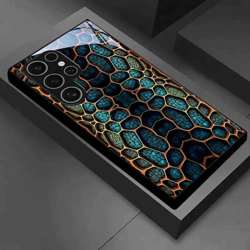 Independent station hot-selling retro snake scale texture Samsung S24/S23Ultra glass SamsungS23 + protective case Samsung a35