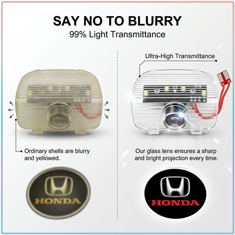 2Pcs Car Door LED Shadow Projector Wireless Welcome Logo Lamp Styling For Honda Civic Odyssey Vezel Accord Pilot Fit XRV CRV HRV Dio