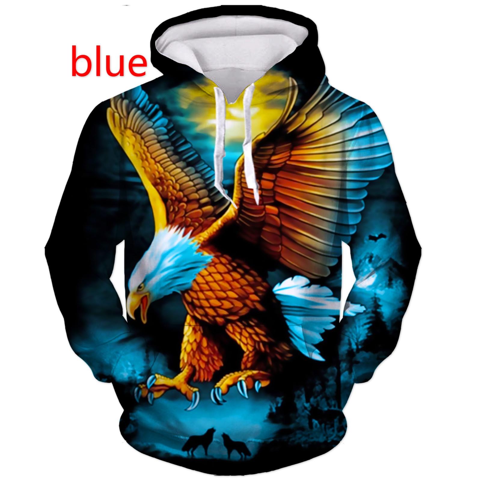 

Модные мужские и женские толстовки с 3D принтом белоголового орлана и длинными рукавами для пар, повседневная уличная одежда в стиле хип-хоп XXL