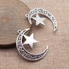Engraved Crescent Moon Charm Star Pendant For Celestial Mystical Theme DIY Bracelet Necklace Jewelry Making Supplies