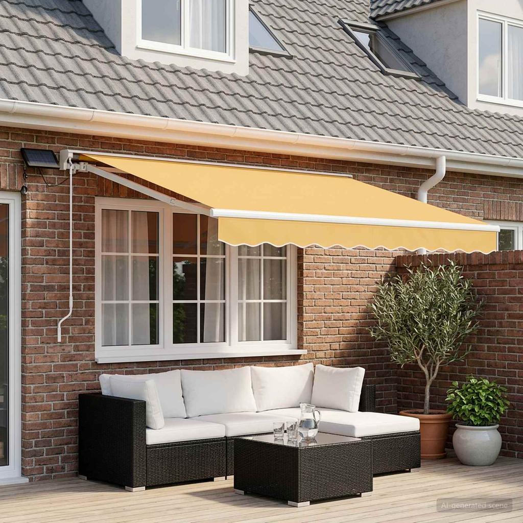 Manual Awning Frame with LEDs Sand 2.5 X 2 M
