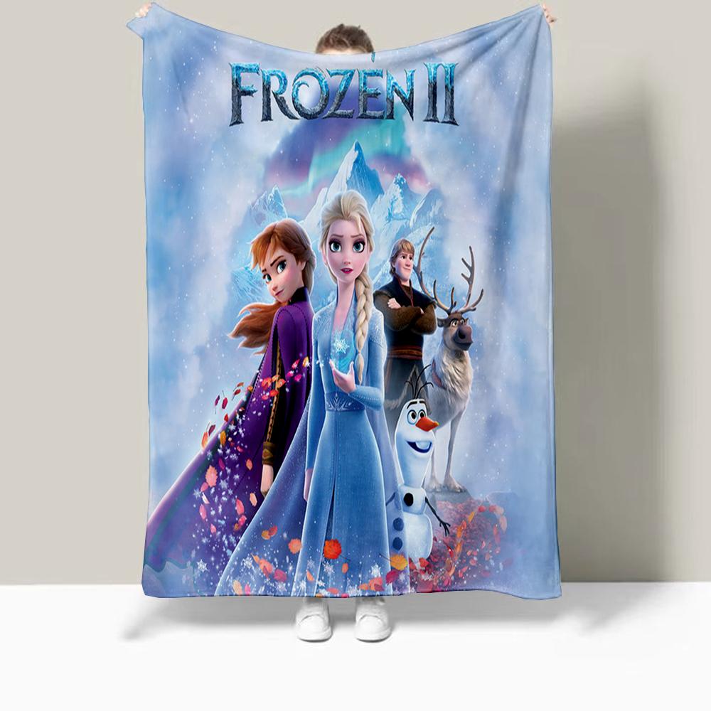 Frozen Elsa Cartoon Printed Blanket Oversized Bedding Sofa Soft Travel Warm Flannel Bedroom Blanket Children Girls Gift