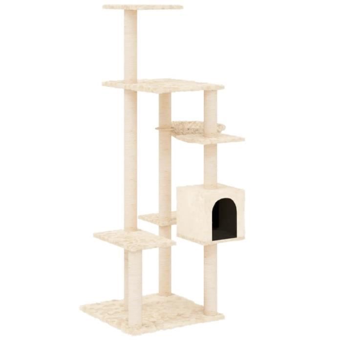171591 vidaXL Arbre à chat avec griffoirs en sisal Crème 142 cm
