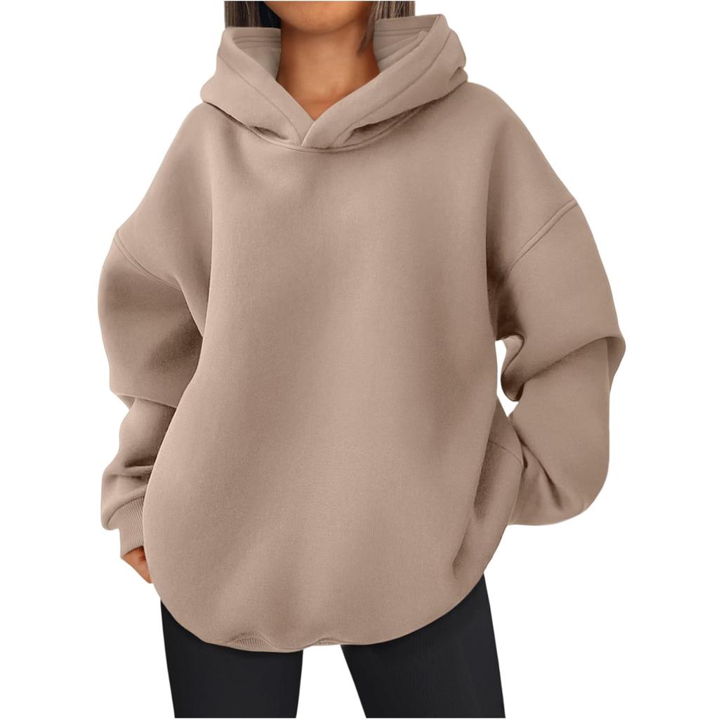 Women's Fashionable Long-sleeved Pullover And Solid-color Hooded Sweatshirt