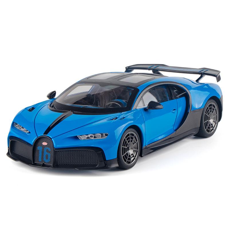 

Big Size 1/18 Bugatti Chiron Supercar Model Colletable Miniature Voiture Home Decor Diecast Toy Vehicle Children Boy Toy Gift синій