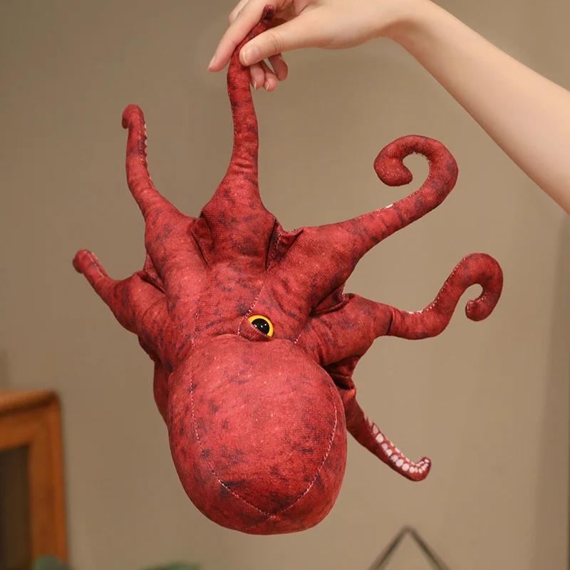 Morbido Peluche Polpo Rosso Realistico Cuscino Creatura Marina Bambola Coccolosa Carina Regalo di Compleanno Per Bambini