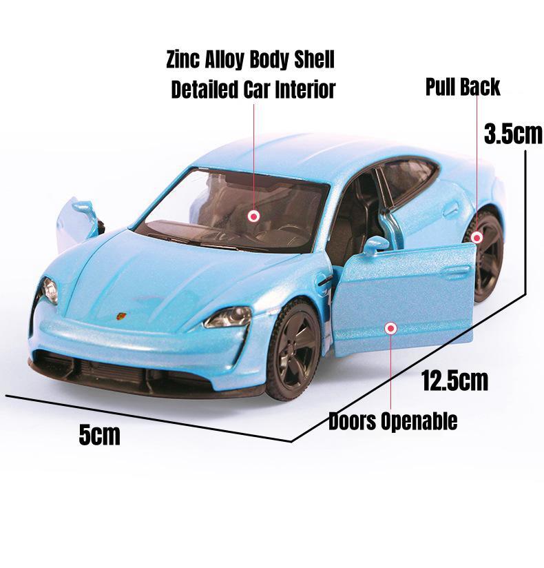 Pdbn6 1/36 Porsche Taycan Toy Car Model For Children RMZ CiTY Diecast Super Sport Miniature Pull Back Collection Gift For Kid Boy