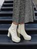 Blanc Sur Blanc Luna Platform Ankle Boots Ivory