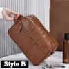 Portable Cosmetic Bag PU Leather Wash Bag Travel Business Trips Large Capacity Multi Pocket Design Handheld Leather Wash Bag