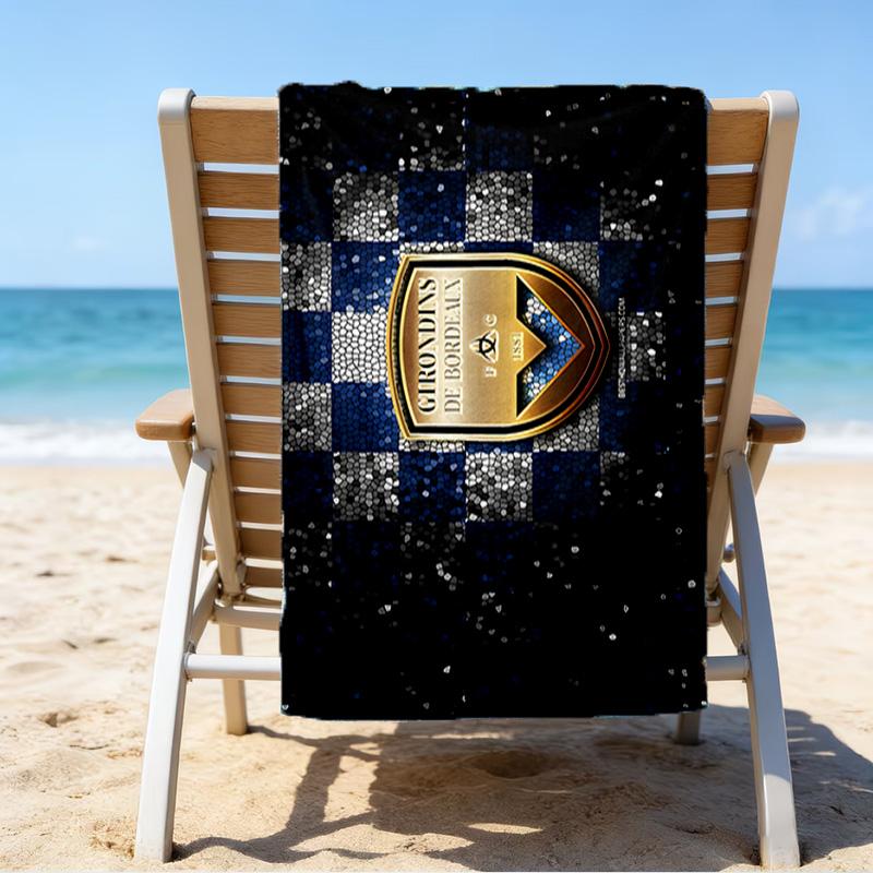 Giron-de Football Crest Printed Beach Towel, Super Soft Microfiber, Perfect Gift Birthday, for Pool, Beach, Travel, for Family and Friends
