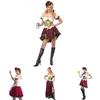 Flirty Bavarian Dirndl Dress With Corset Front And Middle Waist Design