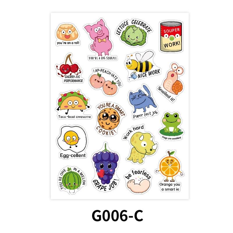80Pcs Cute Animal Fruit Stickers Fun Encouragement Reward Stickers Teachers, Children Party Favors Scrapbook Decoration Waterproof Vinyl