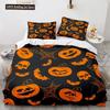 Halloween Duvet Cover Pumpkin Lantern Cartoon King Queen Twin Size Polyester Bedding Set For Kids Boys Girls Teens Bedroom Decor