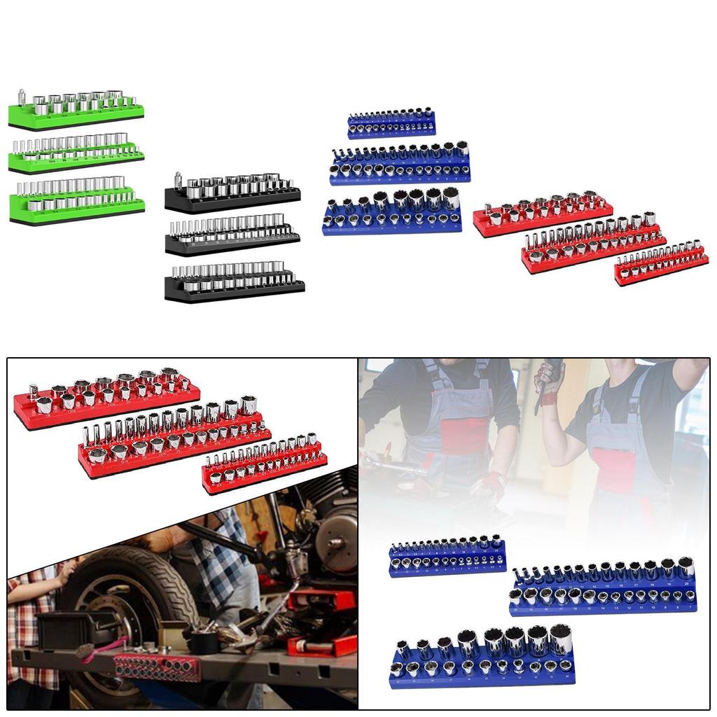 3 Pcs Magnetic Socket Organizers Easy To Use for Workbench Tool Wear Resistant Portable Socket Holders Kit for Tool Drawer