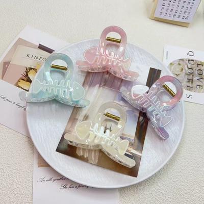 1pc New Cartoon Fishbone Claw Clip for Women Cute Animal Sweet Shark Clip Acrylic Colorful Back of Head Ponytail Clip