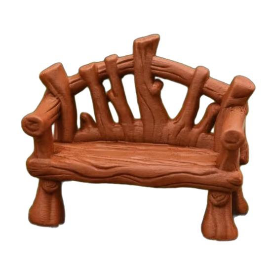Natural Texture Craft Supplies 3D Printed Mini Twig Bench for Dollhouse Furniture, Rustic Branch Miniature Scene Enhancers Shape Micro Landscape